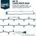 Joiedomi Clear Christmas String Lights Indoor,150 Count Mini Warm White Fairy Light,31.2FT Lighting Decor for Patio Dorm Classroom Bedroom Holiday Wedding Party Garland Birthday Festival,Green Wire