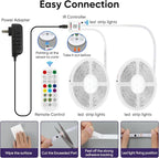 Led Lights for Bedroom IC+RGB Music Sync Color Changing Led Strip Lights with Remote App Control Led Strip, Led Lights for Room Home Kitchen Decor Party (166FT)