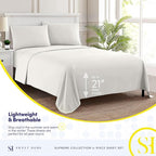 California King Sheet Sets - Breathable Luxury Sheets with Full Elastic & Secure Corner Straps Built In - 1800 Supreme Collection Deep Pocket Bedding, Sheet Set, EXTRA DEEP pocket - Cal King, Ivory