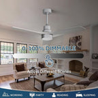 Sofucor 52 Inch Ceiling Fan with Lights, Low Profile Flush Mount Mordern Wood Ceiling Fan with Remote for Indoor Farmhouse Bedroom Living Room Outdoor Patio Porch, Reversible DC Motor, Noiseless