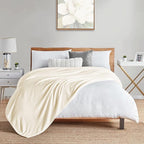 Walensee Fleece Blanket Plush Throw Fuzzy Lightweight (Throw Size 50x60 Cream) Super Soft Microfiber Flannel Blankets for Couch, Bed, Sofa Ultra Luxurious Warm and Cozy for All Seasons