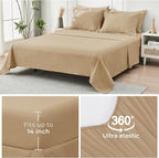HYMOKEGE Khaki Twin XL Comforter Set Seersucker 5 Pieces, All Season Luxury Bed in a Bag for Bedroom, Bedding Set with Comforter, Sheets, Pillowcase & Sham