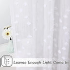 MYSKY HOME Pom Pom White Sheer Curtains for Bedroom Girls Room Curtains 63 inch Length for Nursery Kids Light Filtering Boho Window Drapes, Rod Pocket, 52" Wide, 2 Panels