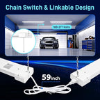hykolity 1 Pack 4FT Linkable LED Shop Light for Garage, 6500lm, 4FT 60W Utility Light Fixture, 5000K Daylight LED Workbench Light with Plug, Hanging or Surface Mount, White - ETL