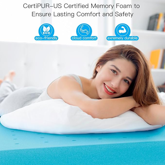 3 Inch Twin XL (39"x80") Memory Foam Mattress Topper, Cooling Gel Infused Mattress Pad, Soft Bed Topper for Pressure Relief Back Pain, Breathable, CertiPUR-US Certified