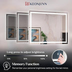 Keonjinn 55 x 30 Inch Bathroom LED Mirror, Oversized Lighted Bathroom Mirror, UL Listed LED Driver, HD Tempered Glass, Easy Installation, Anti-Fog, Memory Dimmable 6000K, CRI 90+(Horizontal/Vertical)