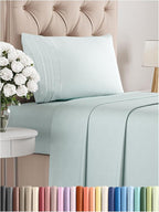 Twin XL Size 3 Piece Sheet Set - Comfy Breathable & Cooling Bed Sheets Set - Hotel Luxury Bedding for Women, Men, Kids, Teens, Boys & Girls - Deep Pockets, Soft and Wrinkle Free - Oeko-Tex - Ice Blue
