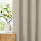 NICETOWN 100% Blackout Curtains for Living Room, Grommet Travel Blackout Curtains Lightweight Thermal Window Treatments Easy to Install for Bedroom, Muted Beige W52 x 72, 2 Panels