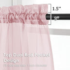 OVZME Blush Pink Sheer Curtains 78 Inches Long 2 Panels - Soft Light Filtering Window Sheer Panels for Living Room/Bedroom, Top Dual Rod Pocket, 1 Pair, Each 42Wx78L Inches