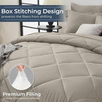 HEVUMYI Oatmeal California King Comforter Set - 7-Piece All Season Bed in a Bag Cal King, Ultra Soft Bedding Set with Comforter, Flat Sheet, Fitted Sheet, Pillowcases, Pillow Shams