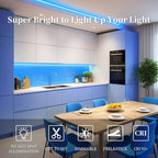iNextStation COB LED Strip Light Blue 32.8ft/10M DC24V CRI 93+ Flexible LED Tape Lights 8mm for Bedroom, Kitchen, TV Backlight, Cabinet, Stage, Home DIY Lighting Decor(No Plug)