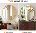 Sweetcrispy Round Bathroom Mirror 30 Inch Gold Metal Framed Wall Mounted Circle Vanity Mirror for Bathroom, Bedroom, Living Room, Entryway, Anti-Rust, Modern Decorative, Hanging or Leaning