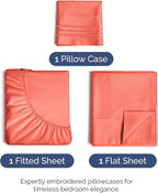 Twin XL Size 3 Piece Sheet Set - Comfy Breathable & Cooling Bed Sheets Set - Hotel Luxury Bedding for Women, Men, Kids, Teens, Boys & Girls - Deep Pockets, Ultra-Soft, Wrinkle Free - Oeko-Tex - Coral