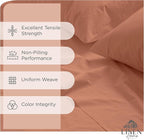 Linen Home 100% Cotton Percale Sheets Full Size, Tera Clay, Deep Pocket, 4 Pieces Set - 1 Flat, 1 Deep Pocket Fitted Sheet and 2 Pillowcases, Crisp Cool and Strong Bed Linen