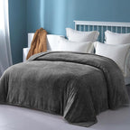 Exclusivo Mezcla Fleece King Size Blanket for Bed, 90x104 Inches Soft Cozy Jacquard Flannel Blankets, Lightweight Fuzzy Plush Warm for Winter, Dark Grey
