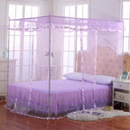 Canopy Bed Curtains - 4 Corner Canopy for Bed, Bed Canopy for Adults, Bedroom Decor (Queen Size, Purple)