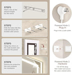 USHOWER LED Bathroom Mirror 60x36 Inch with Lights - Frameless Tempered Glass LED Backlit Lighted Mirror for Bathroom Vanity with Anti-Fog, 3 Colors Dimmable, Memory Function, Wall-Mounted
