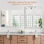 Frameless Mirror for Bathroom Vanity,30x24in Wall Mounted Mirrors for Over Sink Decorative Rectangular Frameless Mirror,With Polished Edge,Hangs Horizontally Or Vertically,Entryways,Room,Shatterproof