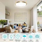 zemty LED Ceiling Light Fixture, 6.5-Inch 12W 1200lm Small Flush Mount Light, Adjustable 3000K 4000K 6500K Color Temperatures, Round Flat Recessed Lamp for Kitchen Closet Hallway Laundry, Gold