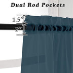 OVZME Dusty Blue Sheer Curtains 63 inch Length 2 Panels Set for Kitchen Decor, Elegant Light Filtering Airy Semi Voile Window Treatments, Each is 42W x 63L