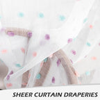 MYSKY HOME 45 Inches Kitchen Curtains Small Window Curtains for Bathroom Cafe Bedroom Rainbow Pom Pom Sheer Curtains for Nursery Room Rod Pocket 2 Pieces Drapes 38 x 45 inch Length