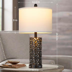 Vintage Lamp for Living Room Set of 2,Rustic Retro Bedside Nightstand Lamps with 2 USB Ports & AC Outlet,Touch Control Industrial Desk Lamp for Bedroom Entryway,Black with Bronze Bruch
