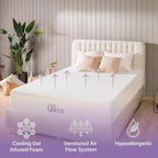 NapQueen 10 Inch Twin-XL Size Mattress, Cooling Gel Memory Foam Mattress, Bed in a Box White