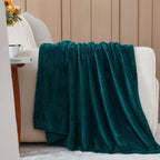NEWCOSPLAY Super Soft King Blanket Dark Teal Premium Silky Flannel Fleece Leaves Pattern Lightweight Bed Blanket All Season Use (Dark Teal, King(90"x110"))