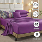 Boho Comforter Set California King Size,8 Piece Bed in a Bag Bohemian Striped Bedding Quilt Set,Purple Paisley Floral Comforter and Sheet Set,Soft Microfiber Complete Bedding Sets for All Season
