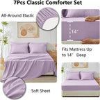 CozyLux Queen Comforter Set Light Purple - Bed in a Bag Queen Size 7 Pieces, Luxury Soft Lavender Bed Set for All Seasons, Bedding Set with Down Alternative Comforter, Sheets, Pillowcases & Shams