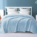 Exclusivo Mezcla Light Blue Fleece King Size Blanket for Bed, 90x104 Inches Soft Cozy 3D Decorative Jacquard Flannel Blankets, Lightweight Fuzzy Plush Warm Blankets for All Seasons