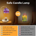 Dimmable Flower Candle Warmer Lamp, Purple Candle Warmer with Timer & 4Bulbs, Womens Gifts for Valentines Birthday, Unique Home Decor for Bedroom Living Room Decor Aesthetic
