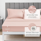 Love's cabin California King Comforter Set Pink, 7 Pieces California King Bed in a Bag, All Season Bedding Sets with 1 Comforter, 1 Flat Sheet, 1 Fitted Sheet, 2 Pillowcase and 2 Pillow Sham
