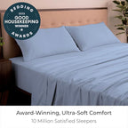 Mellanni King Sheets Set - 4 PC Iconic Collection Bedding - Hotel Luxury, Extra Soft, Cooling Bed Sheets - Wrinkle, Fade, Stain Resistant (King, Sky Blue)