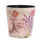 PU Leather Small Trash Can Wastebasket, Round Garbage Container Basket for Bathrooms, Laundry Room, Kitchens, Offices, Kids Rooms, Bedrooms,Dorms,Home Decorative Art Bin, 2.9 Gallon(Lavender Design)