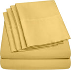 Cal King Size Bed Sheets - 6 Piece 1500 Supreme Collection Fine Brushed Microfiber Deep Pocket California King Sheet Set Bedding - 2 Extra Pillow Cases, Great Value, California King, Yellow