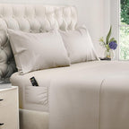 DREAMCARE King Size Sheets Set - Cooling Bed Sheets - 4pcs Set - up to 15" Deep Pocket King Sheet Set – Soft & Long Lasting Cooling - 100% Fine Brushed Microfiber with Side Pocket - Beige
