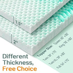 SINWEEK Mattress Topper Memory Foam Mattress Topper 2 Inch Queen Soft Mattress Pad for Pressure Relief, 5-Zone Design, CertiPUR-US Certified, Green