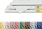 Linen Home 100% Cotton Percale Sheets Full Size, Dove Grey, Deep Pocket, 4 Pieces Set - 1 Flat, 1 Deep Pocket Fitted Sheet and 2 Pillowcases, Crisp Cool and Strong Bed Linen
