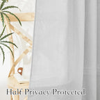 RYB HOME Grey Sheer Curtains - Linen Grommet Window Curtain Drapes Light Airy Semi Sheers for Bedroom Patio Living Room Patio Door, Wide 52 x Long 84 inch, 2 Panels, Dove Grey