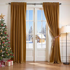 Lazzzy Velvet Blackout Curtains Thermal Insulated Room Window Drapes Super Soft Luxury Curtains for Living Room Bedroom Rod Pocket 2 Panels, Gold Brown, 62" W x 96" L