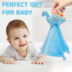 Pro Goleem Dinosaur Security Blanket Soft Loveys for Babies for Boys and Girls Newborn Lovie Infant Blankie Snuggle Toy Stuffed Animal Baby Gifts Blue 14 Inch