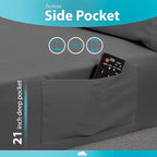 DREAMCARE Sheets Full Size Bed - Cooling Bed Sheets - 6pcs Set - Full Sheet Set - Full Size Sheets - Full Size Sheet Sets Soft & Long Lasting 100% Fine Brushed Polyester with Side Pocket - Dark Gray