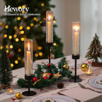 Hewory Black Taper Candle Holders: Candlestick Holders Set of 3 Hurricane Glass Tall Candle Holder for Candlesticks Candle Sticks Holder Decor for Table Centerpiece Wedding Party Christmas Decorations