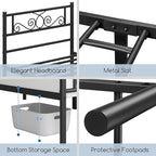 Yaheetech Twin XL Bed Frames Metal Platform Bed with Headboard and Footboard No Box Spring Needed Easy Assembly,Under-Bed Space: 12.6''/Black/Twin XL Bed