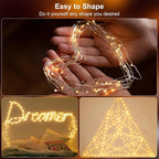 Fairy Lights Battery Operated 16.4Ft 50 LED Silver Copper Wire Twinkle Lights with 2 Lighting Modes for Christmas Bedroom Wedding Dorm Party Holiday Yard Decoration (Warm White)