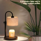 Candle Warmer Lamp with Timer, Dimmable Candle Wax Warmer Candle Lamp with 2 Bulbs, House Warming Gifts Brithday Gifts for Women Bedroom Home Decor (Linen-Upgraded)