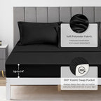 Love's cabin California King Comforter Set Black, 7 Pieces California King Bed in a Bag, All Season Bedding Sets with 1 Comforter, 1 Flat Sheet, 1 Fitted Sheet, 2 Pillowcase and 2 Pillow Sham