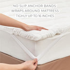 Great Bay Home Full Mattress Topper. Thick, Elastic Corner Mattress Protector and Cover. Ultra-Soft Pillowtop Mattress Pad. Fits Mattresses Up to 18" (Full, White)