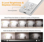 Gritin 14.7inch Under Cabinet Lighting Rechargeable - 128 LED Super Bright, 3-Color&5 Level Brightness, 4 Modes, Motion Sensor, Long Lasting-Easy Installation Magnetic Closet Lights - 2 Pack-Silver